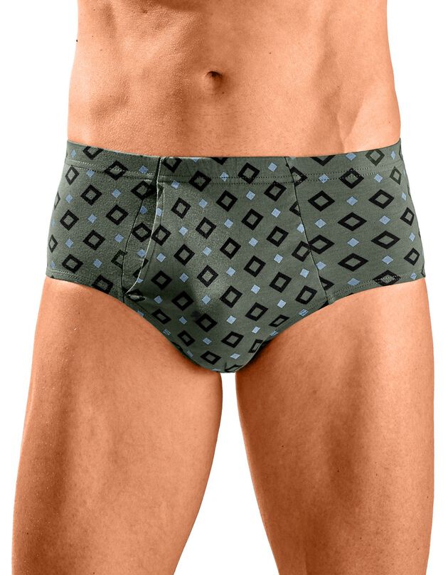 Slip ouvert taille haute imprimé losanges - lot de 6 (bleu + kaki + noir)