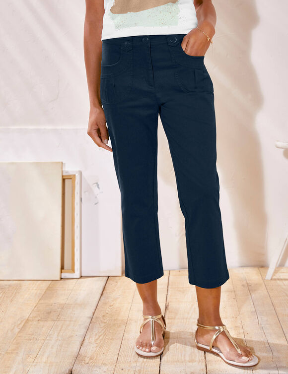 Pantacourt droit stretch (marine)