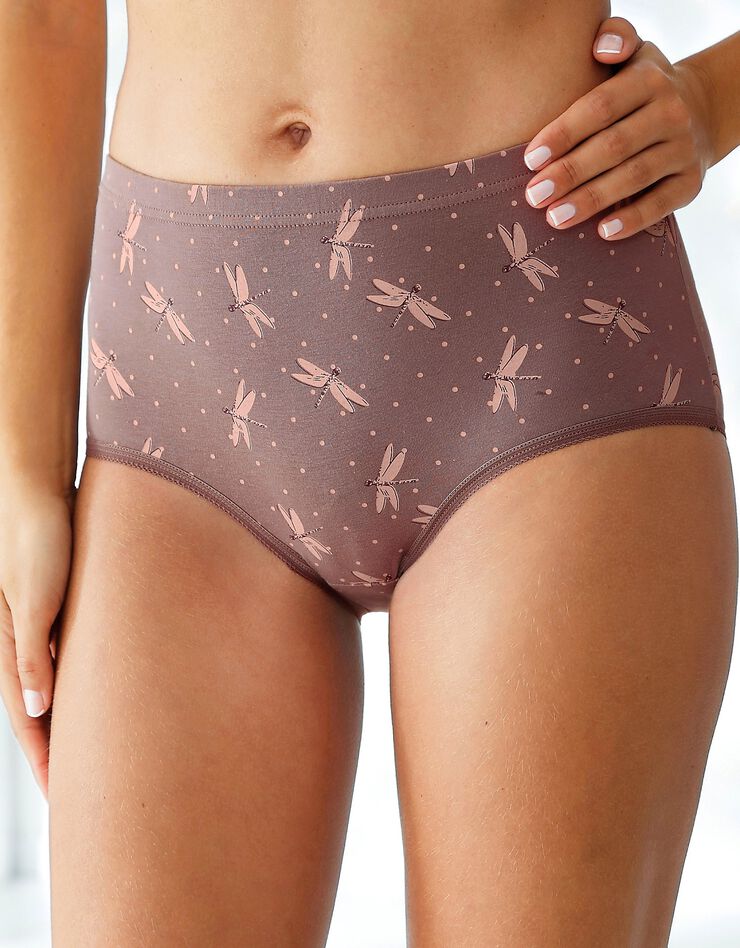 Culotte forme maxi coton motifs "libellules – Lot de 6 (taupe / rose) Culotte forme maxi coton motifs "libellules – Lot de 6 (taupe / rose)