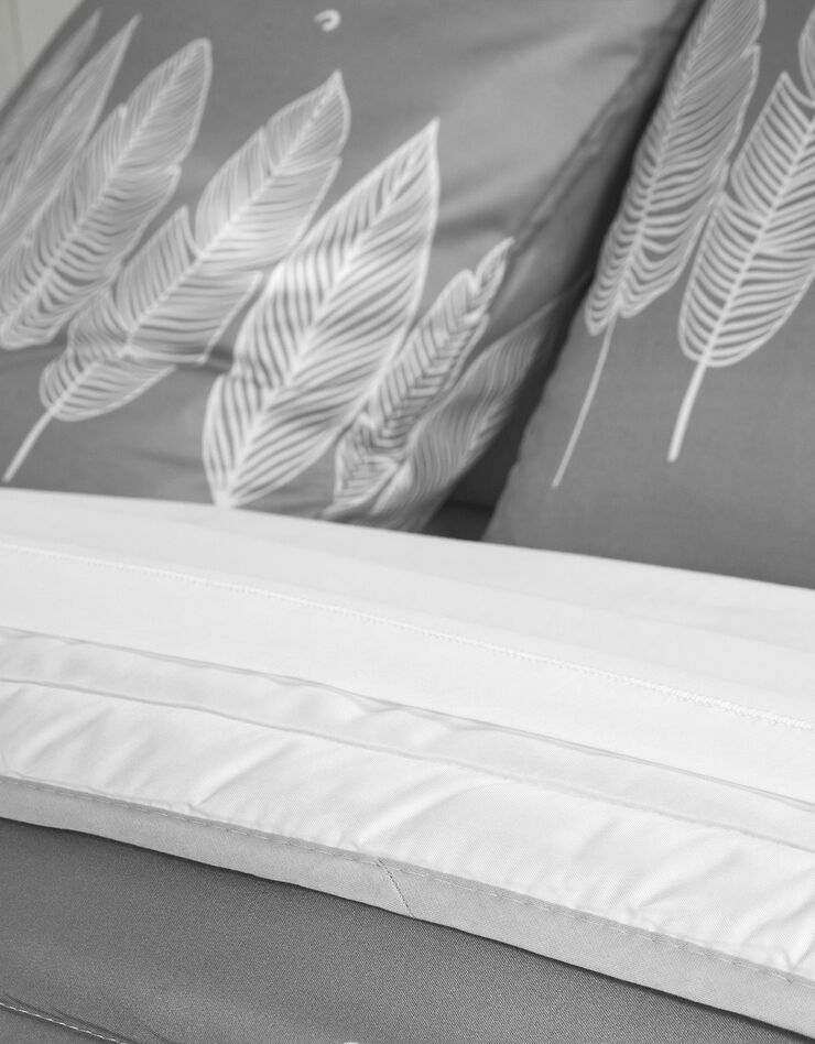 Couvre-lit matelassé microfibre imprimé feuilles (gris) Couvre-lit matelassé microfibre imprimé feuilles (gris)