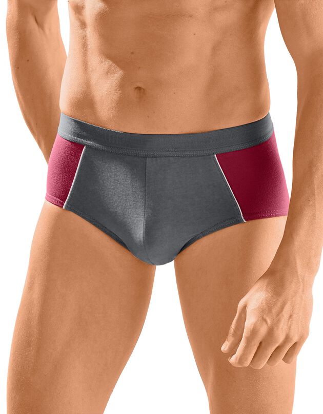 Slip fermé bicolore, taille haute - lot de 4 (rouge / gris)