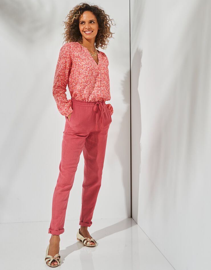Blouse boutonnée en viscose imprimée, manches longues (corail grisé) Blouse boutonnée en viscose imprimée, manches longues (corail grisé)