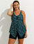 Haut de tankini imprimé asymétrique  (émeraude / noir)
