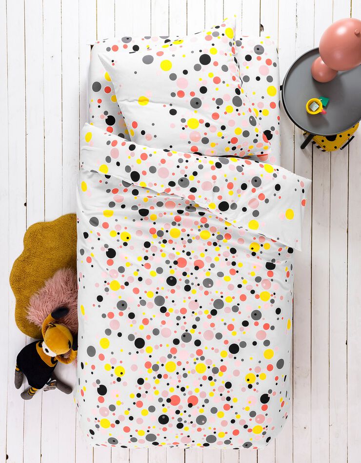 Linge de lit enfant Pétillant - coton imprimé bulles multicolores (blanc)