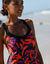 Haut de tankini imprimé dos croisé Lohena, coques moulées (noir / orange)