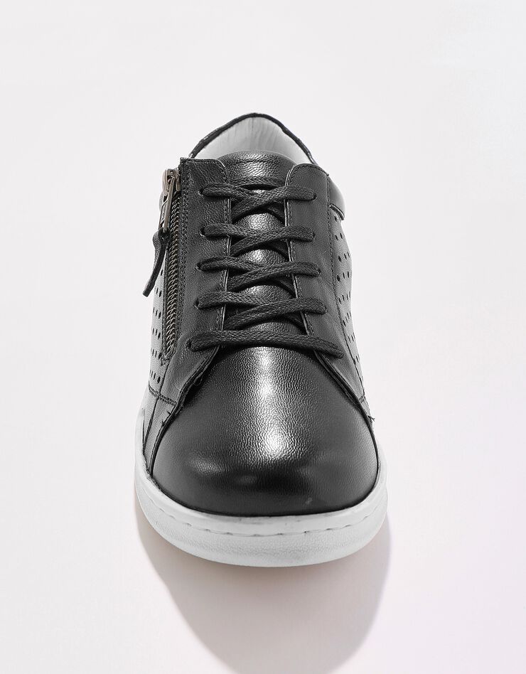 Tennis zippée en cuir perforé (noir)