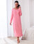 Chemise de nuit longue manches longues imprim&eacute; n&oelig;uds (rose fonc&eacute;)