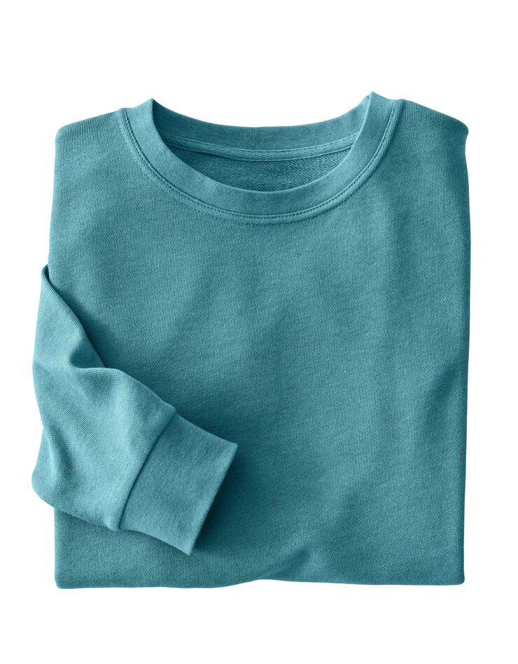 Sweat molleton col rond (bleu vert)