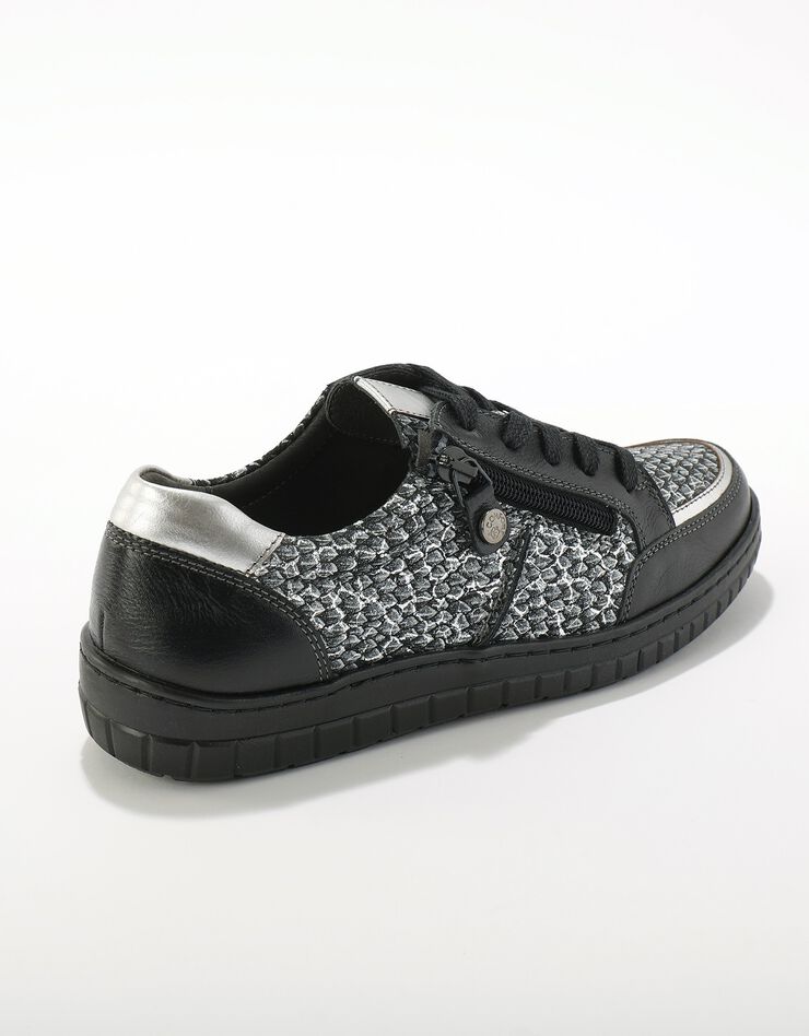 Baskets zippées bimatières en cuir (noir) Baskets zippées bimatières en cuir (noir)