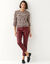 Pull col rond imprim&eacute; l&eacute;opard (beige / bordeaux)