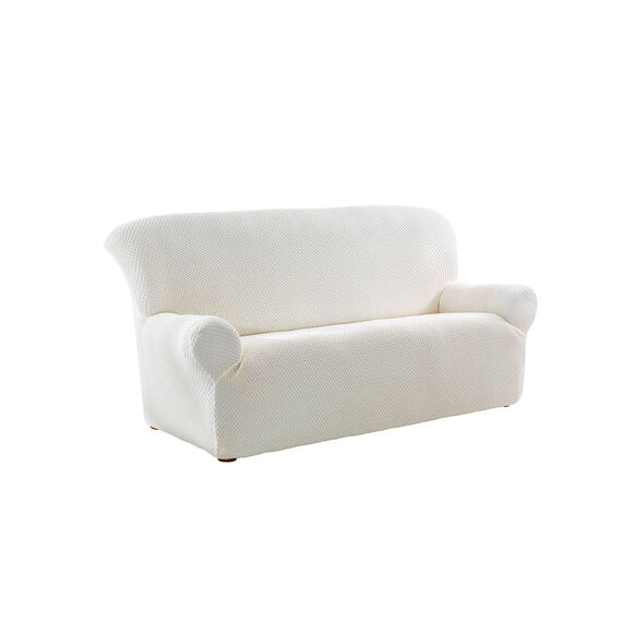 Housse textur&eacute;e bi-extensible sp&eacute;ciale canap&eacute; fauteuil &agrave; accoudoirs (&eacute;cru)