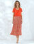 T-shirt col V avec macramé et jour échelle (orange)