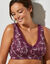 Soutien-gorge grand maintien coton imprimé fleuri "Capella" - sans armatures (prune)