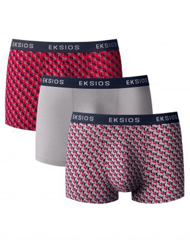 Boxer fermé imprimé micromotifs - lot de 3 (rouge / gris) Boxer fermé imprimé micromotifs - lot de 3 (rouge / gris)