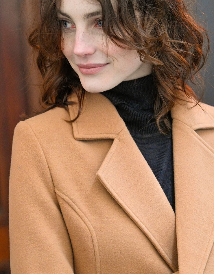 Manteau caban drap de laine (caramel)