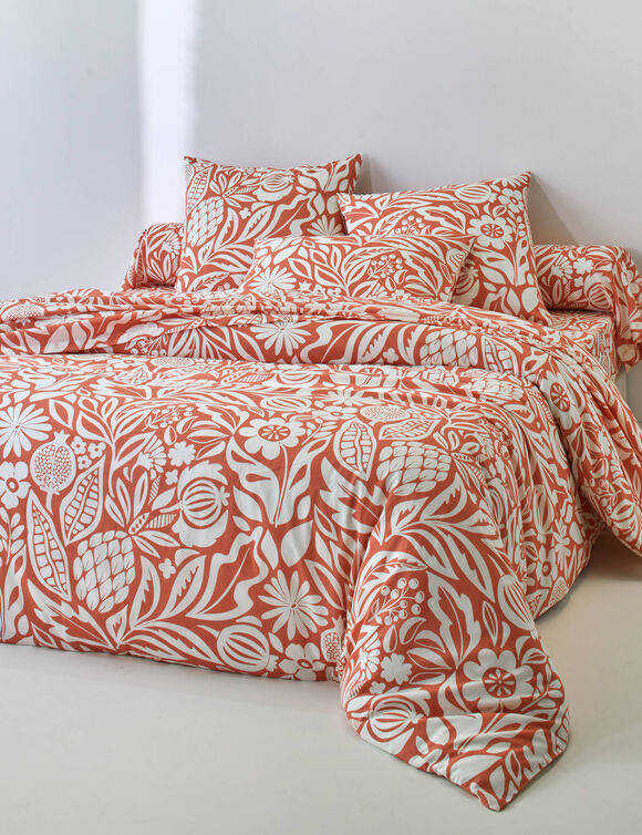 Linge de lit Montego en coton imprim&eacute; (potiron)