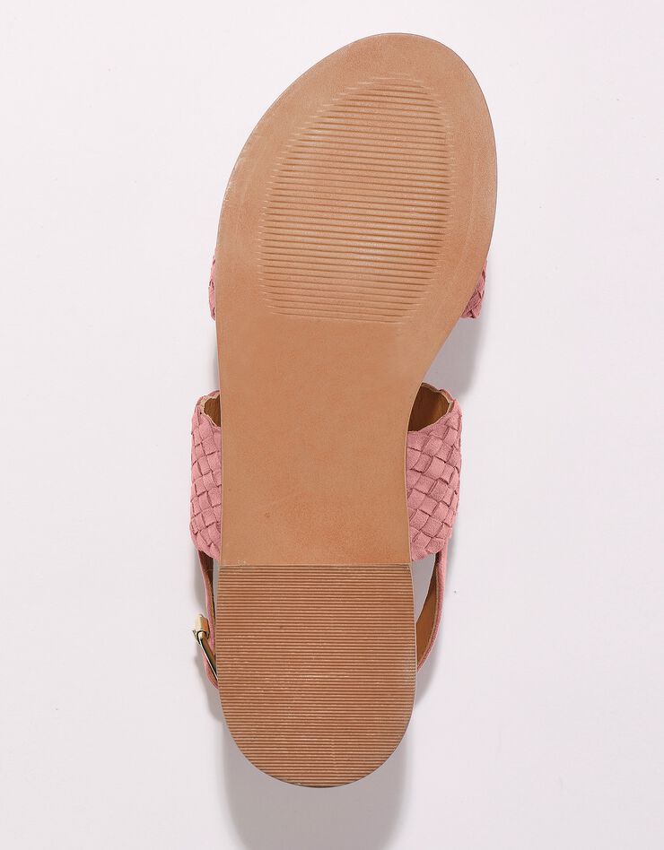 Sandales plates en cuir tressé (vieux rose)