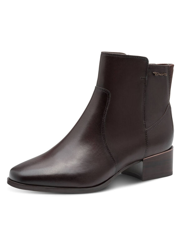 Boots cuir chocolat largeur confort (chocolat)