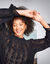 Blouse col victorien unie, dentelle (noir)