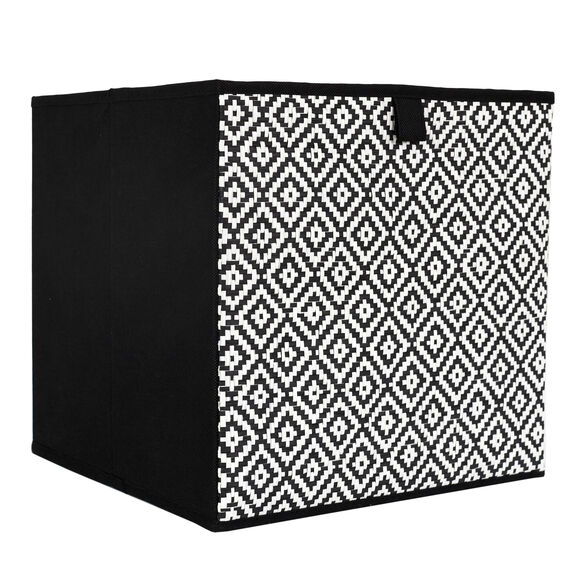 Cube de rangement pliable, tissage fantaisie (noir)