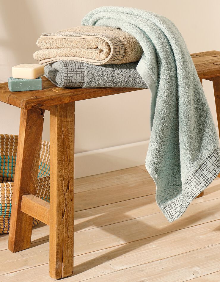 Serviette éponge liteau jacquard quadrillé (gris)