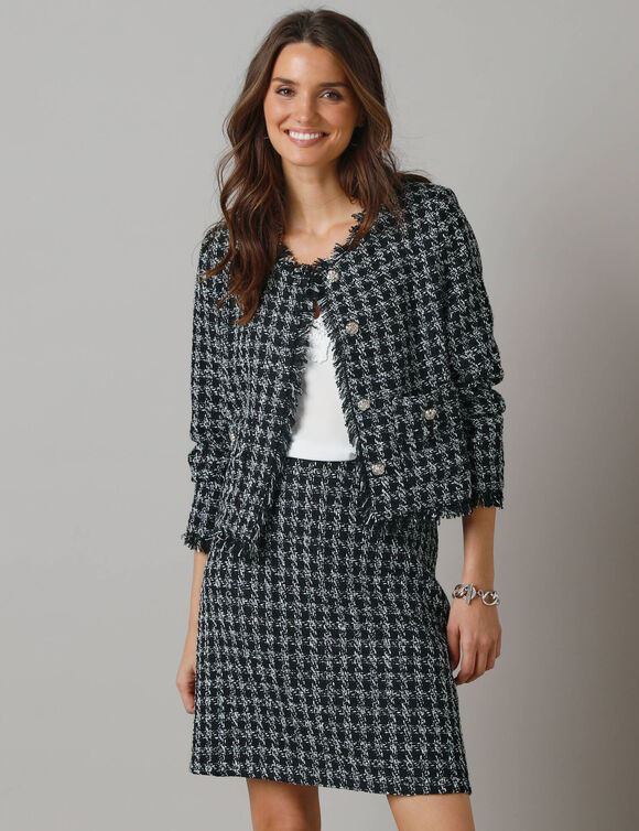 Veste courte en tweed (noir / écru)
