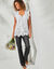 Chemisier boutonné uni, broderie anglaise (blanc)