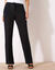 Pantalon large droit, crépon fluide (noir)