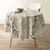 Nappe toile cirée imprimé feuilles et chemin de table (taupe / blanc)
