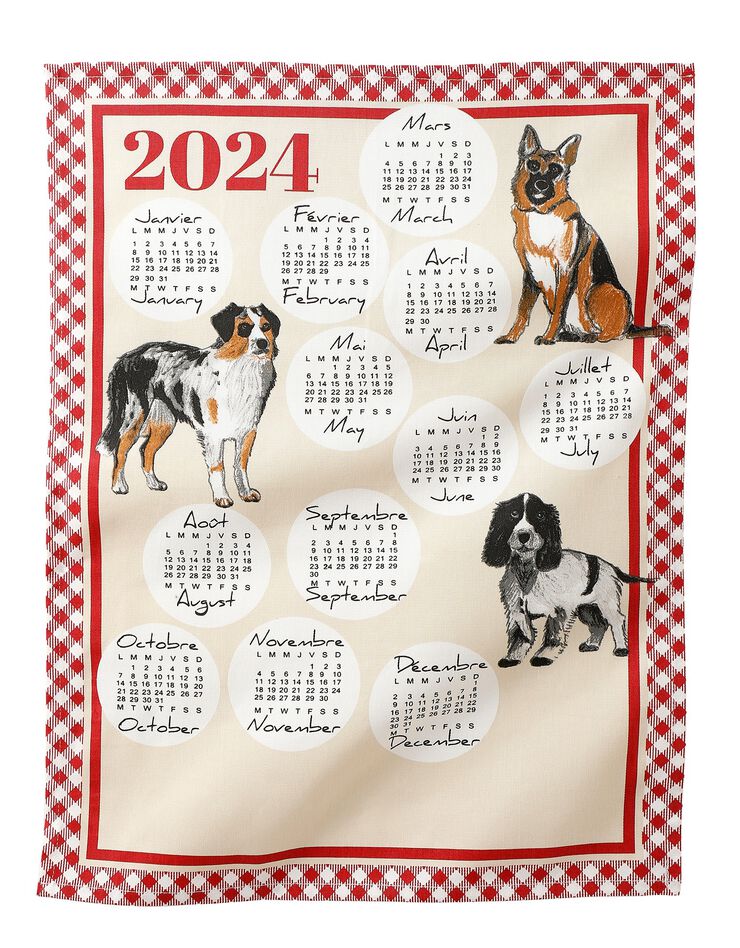 Torchons calendrier - lot de 3 (bleu + rouge + vert)