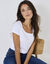 T-shirt col rond manches courtes uni coton (blanc)