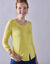 Cardigan boutonné col rond uni (jaune pâle)