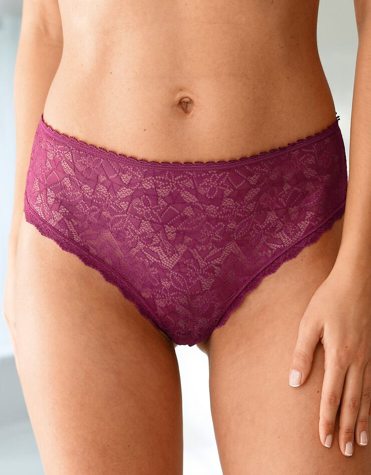 Culotte dentelle forme tanga taille haute - lot de 2 (prune) Culotte dentelle forme tanga taille haute - lot de 2 (prune)