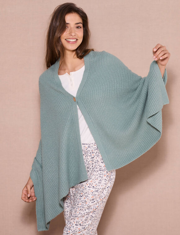 Poncho couvre-&eacute;paules en maille (kaki)