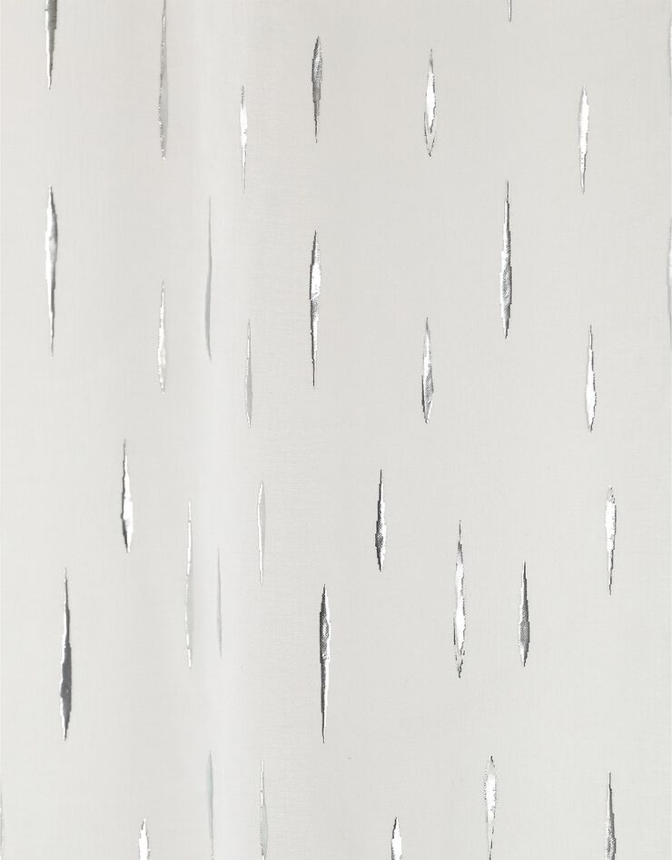 Panneau voile motif gouttelettes argentées finition oeillets (blanc)