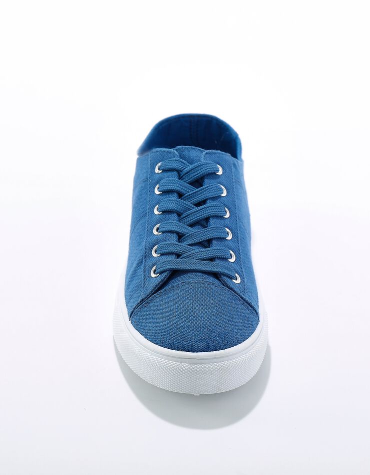 Tennis lacées en toile à semelle plateforme compensée (bleu) Tennis lacées en toile à semelle plateforme compensée (bleu)