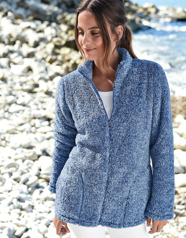 Veste zippée maille peluche (bleu dur chiné) Veste zippée maille peluche (bleu dur chiné)