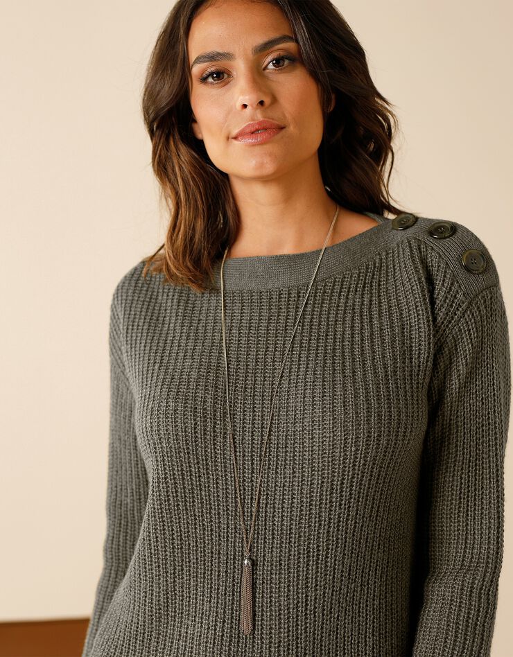 Pull tunique boutonné, toucher mohair (bronze) Pull tunique boutonné, toucher mohair (bronze)