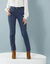 Pantalon droit à découpes, spécial petites (bleu grisé)
