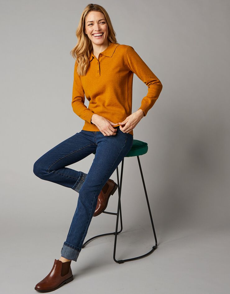Pull col polo, laine d'agneau (ocre) Pull col polo, laine d'agneau (ocre)