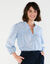 Chemisier broderie anglaise, smocks et col volanté (bleu ciel)