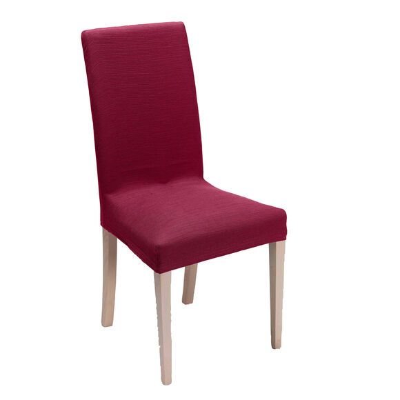 Housse chaise unie extensible - housse intégrale ou assise seule (bordeaux)