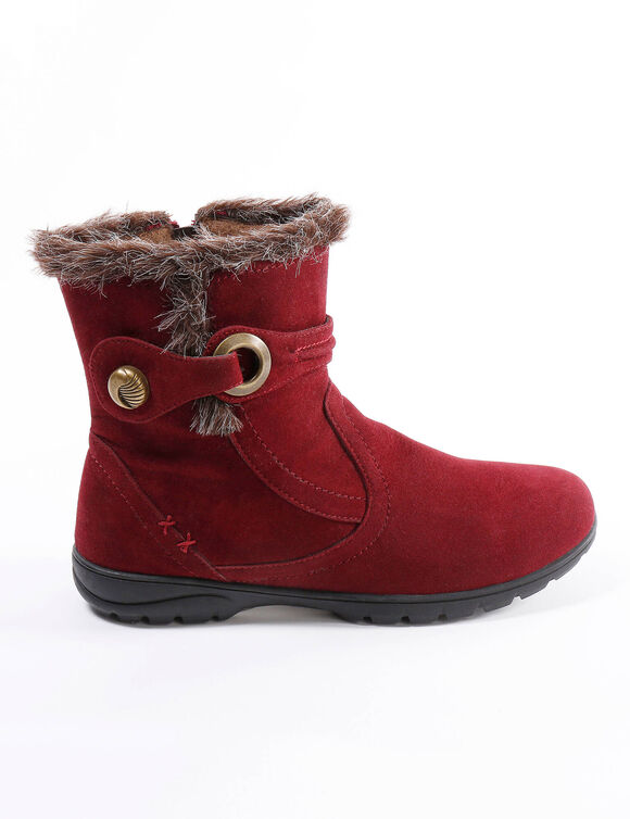 Bottines effet suédine fourrées (bordeaux)
