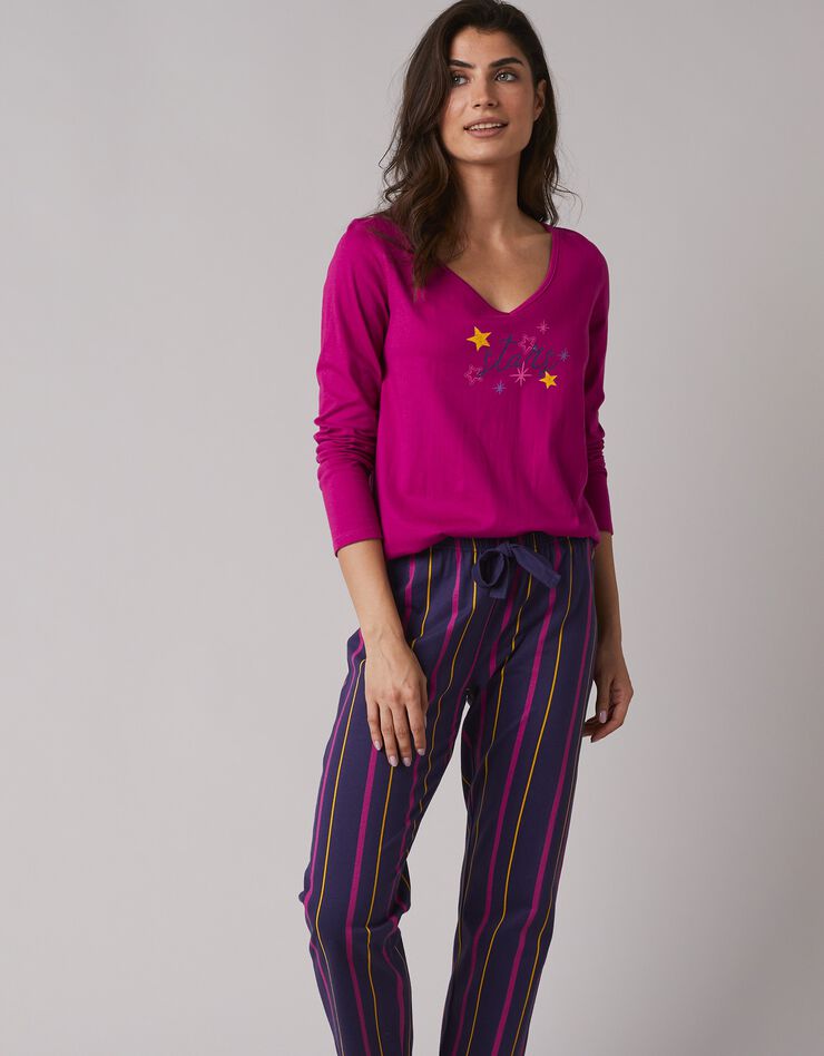 Tee-shirt de pyjama manches longues imprimé Estrella (fuchsia) Tee-shirt de pyjama manches longues imprimé Estrella (fuchsia)