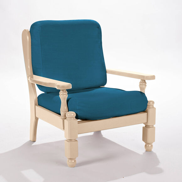 Housse extensible unie spéciale fauteuil rustique (bleu canard)