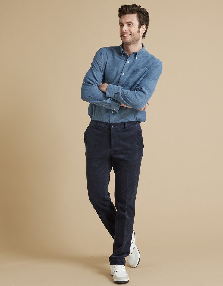 Pantalon velours taille élastiquée sans pince (marine) Pantalon velours taille élastiquée sans pince (marine)