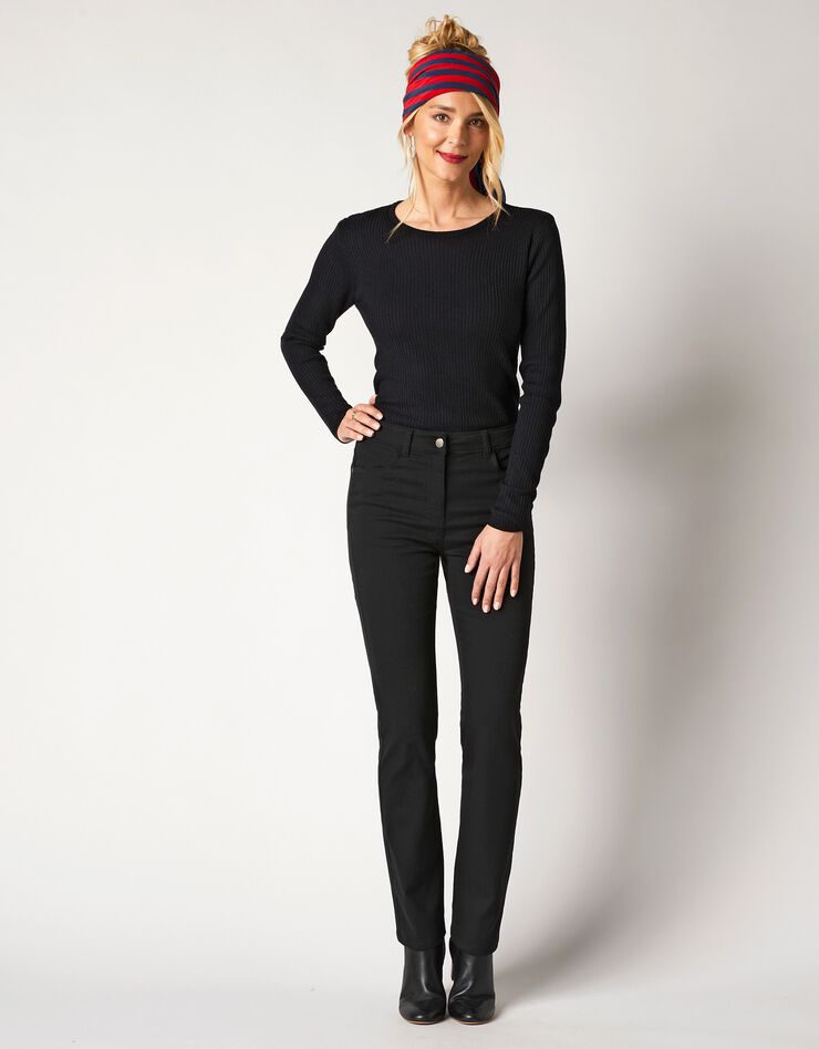 Pantalon droit, twill stretch (noir) Pantalon droit, twill stretch (noir)