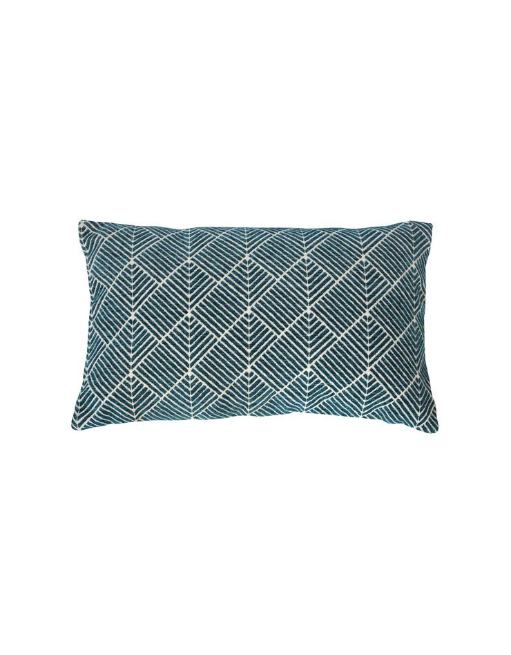 Coussin rectangulaire jacquard velours effet géométrique (vert)