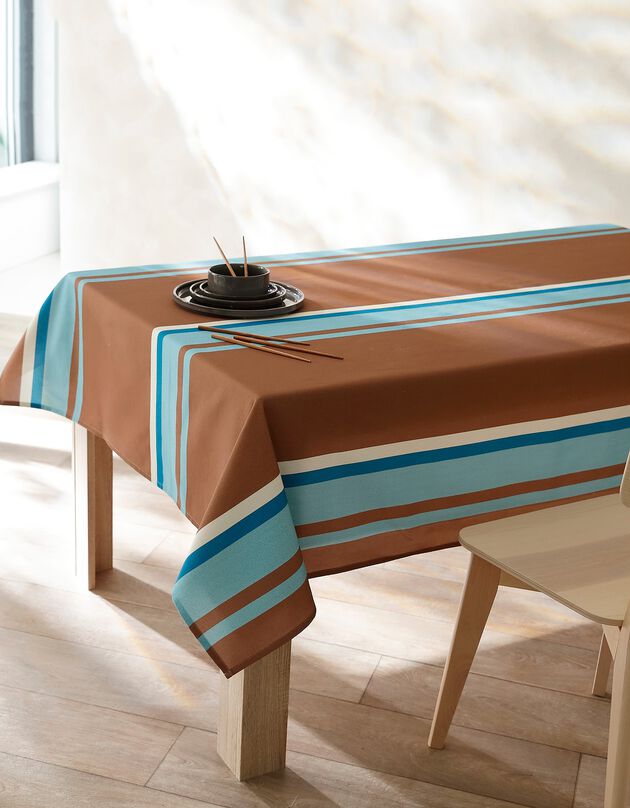 Nappe fabriquée en France, motif rayé Havane - coton biologique(1) (havane)