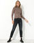 Pull col roulé, maille côtelée (taupe)